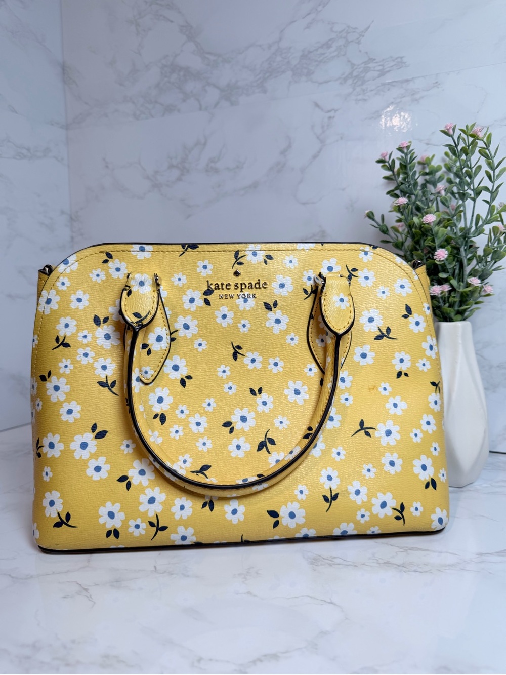 Kate Spade Yellow White Floral Satchel